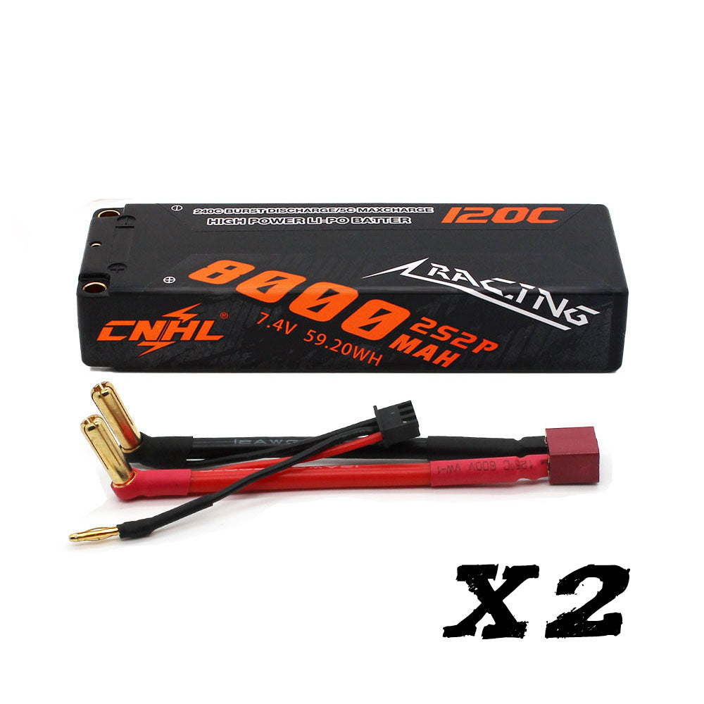 [Combo] 2 Packs CNHL Series 8000mAh 7.4V 2S 120C Hard Case Lipo Battery T Dean Plug