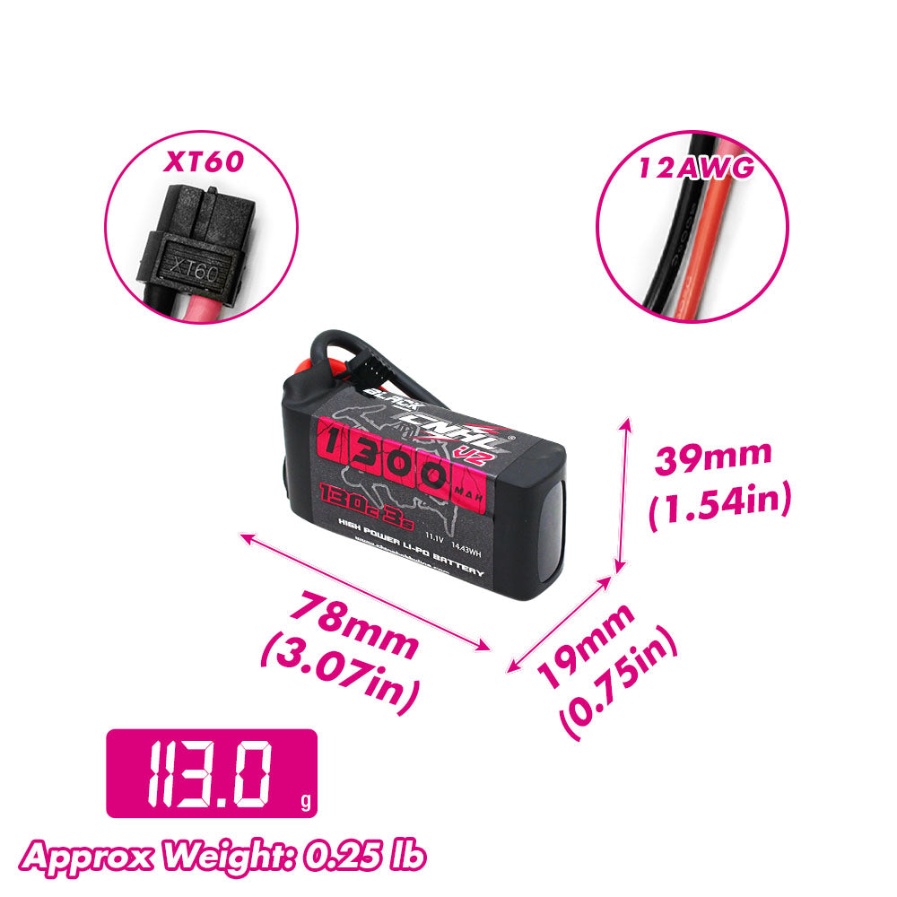 CNHL 1300mAh 11.1V 3S Lipo Battery XT60 Plug