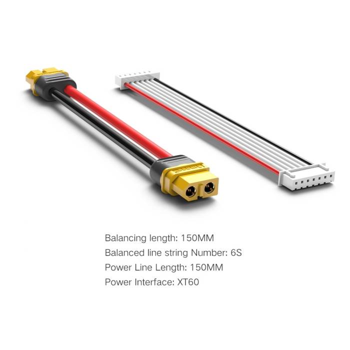 ISDT PC-4860S included 150mm XT60 charging cable and 6S balance cable
