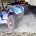 SCY 18103 Pro brushless RC short course truck drifting on dirt road with LED lights on video
