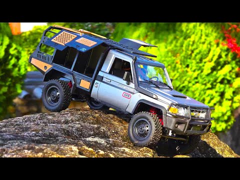MN82S Toyota Land Cruiser LC79 RC crawler off-road climbing performance on rocky terrain outdoor video preview