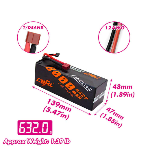 CNHL Racing Series 8000mAh 14.8V 4S 120C Hard Case LiPo with T/Dean Plug