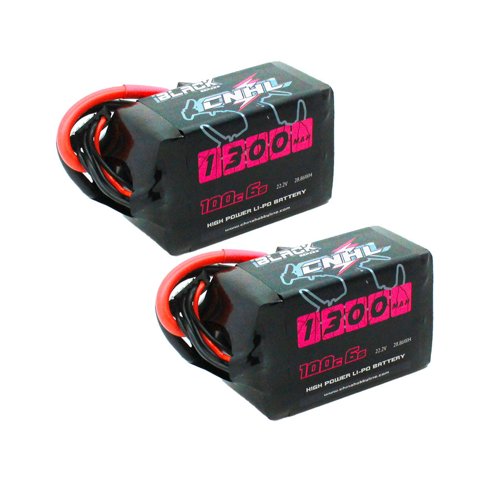 2パック CNHL ブラックシリーズ 1300mAh 22.2V 100C 6S FPV リポ