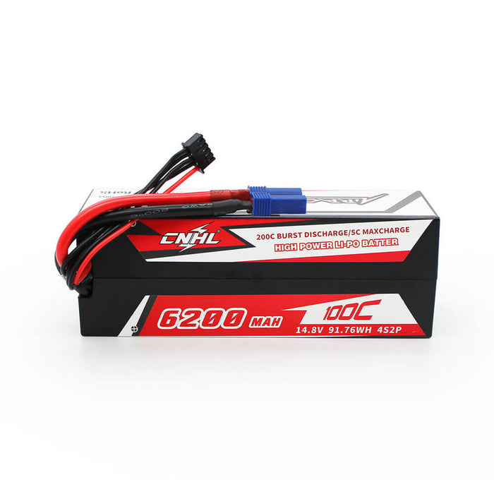 CNHL Racing Series 6200mAh 14.8V 4S 100C Estuche rígido Lipo Batería con enchufe EC5 