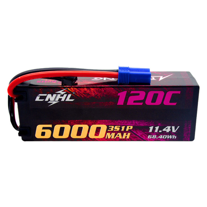 CNHL Racing Series LiHV 6000mAh 11.4V 3S 120C HV Estuche rígido Lipo Batería con enchufe EC5 