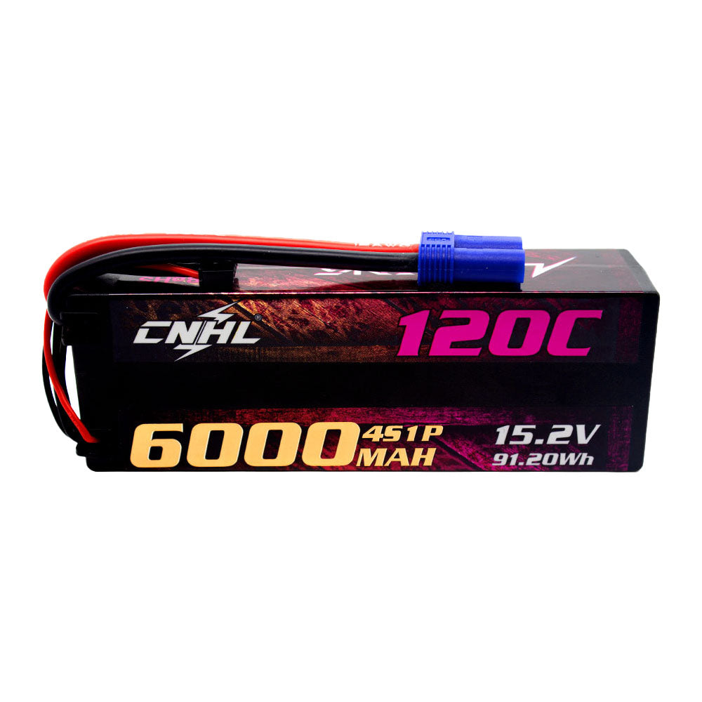CNHL Ultra Thin Series LiHV 6000mAh 15.2V 4S 120C Hard Case LiPo Battery EC5 Plug