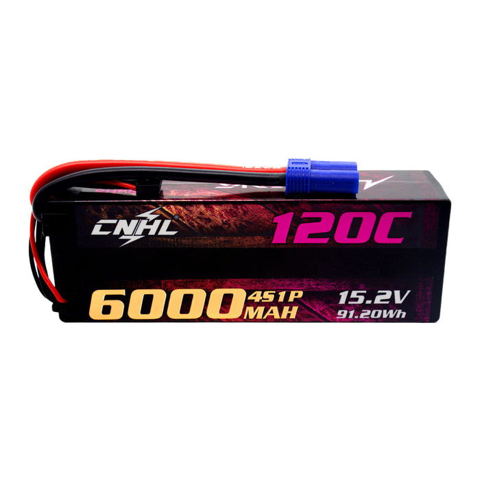 CNHL Racing Series LiHV 6000mAh 15.2V 4S 120C HV Hard Case Lipo Battery with EC5 Plug