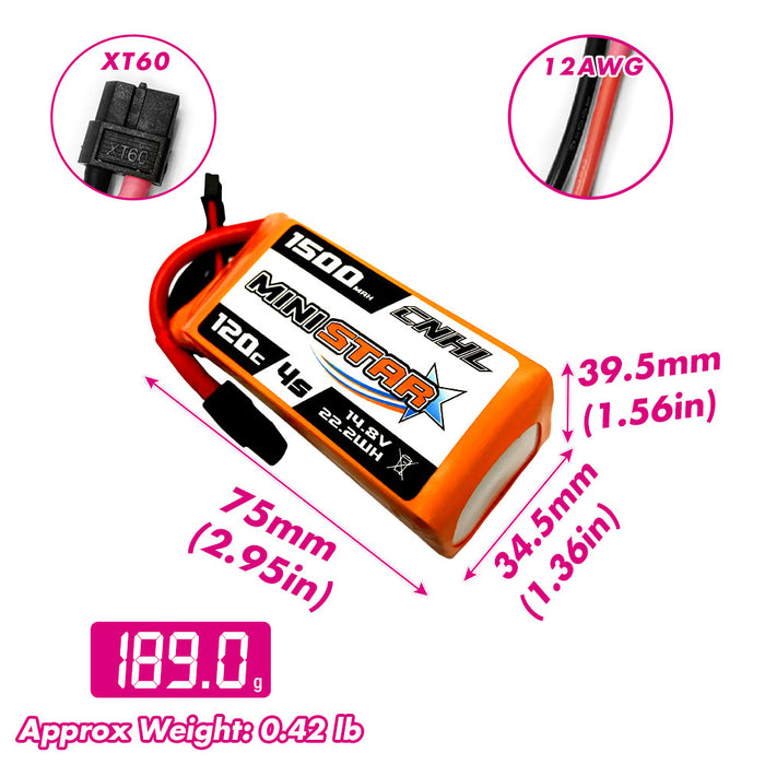 cnhl 4s lipo battery 1500mah xt60 for Danaus,Vortex, FLIP FPV 250S MINI