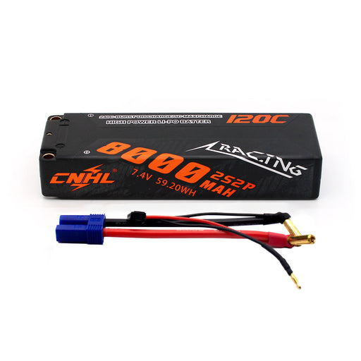 CNHL Racing Series 8000mAh 7.4V 2S 120C Hard Case Lipo Battery with EC5 Plug