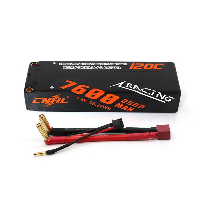 [Combo] 2 paquetes CNHL Racing Series 7600mAh 7.4V 2S 120C Hard Case Lipo Battery con enchufe T/Dean - Almacén del Reino Unido 