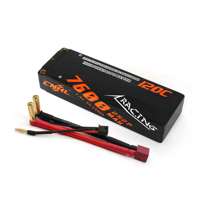 [Combo] 2 Packs CNHL Racing Series 7600mAh 7.4V 2S 120C Hard Case Lipo Battery with T/Dean Plug - UK Warehouse