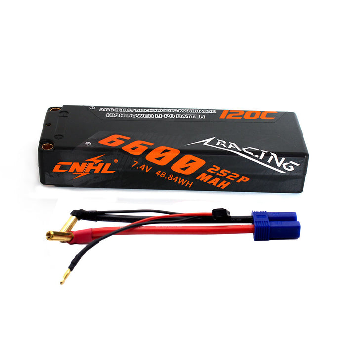 CNHL Racing Series 6600mAh 7.4V 2S2P 120C Hard Case Lipo Battery with EC5 Plug