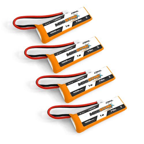 4 Packs CNHL MiniStar 450mAh 3.7V 1S 70C Lipo Battery with PH2.0