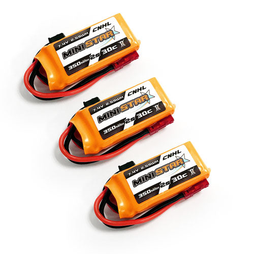 3 paquetes de batería Lipo CNHL MiniStar 350mAh 7.4V 2S 30C con JST 