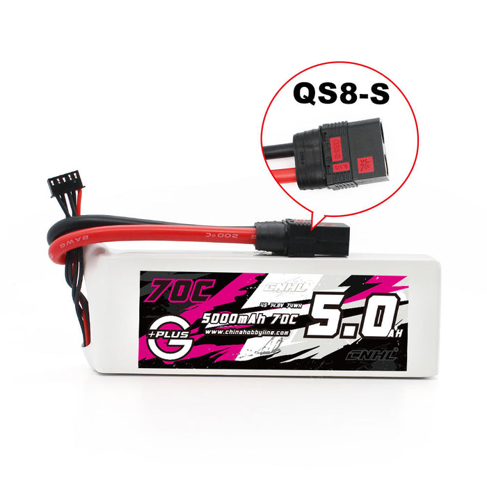 CNHL G+Plus 5000MAH 14.8V 4S 70C Batteria Lipo con spina QS8