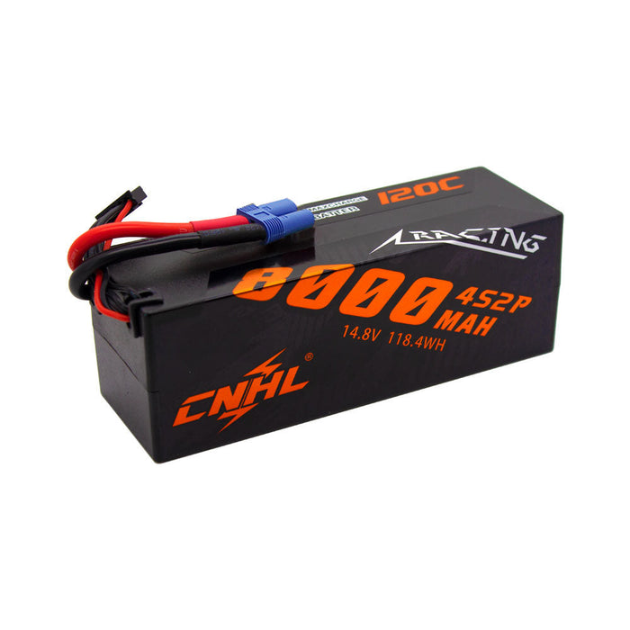 2 Paket CNHL Seri Balap 8000mAh 14.8V 4S 120C Baterai Lipo Kotak Keras dengan Colokan EC5 - Gudang Inggris