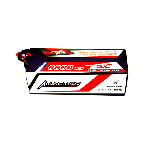 CNHL Racing Series 8000mAh 14.8V 4S 100C Hard Case Lipo Battery with T/Dean Plug