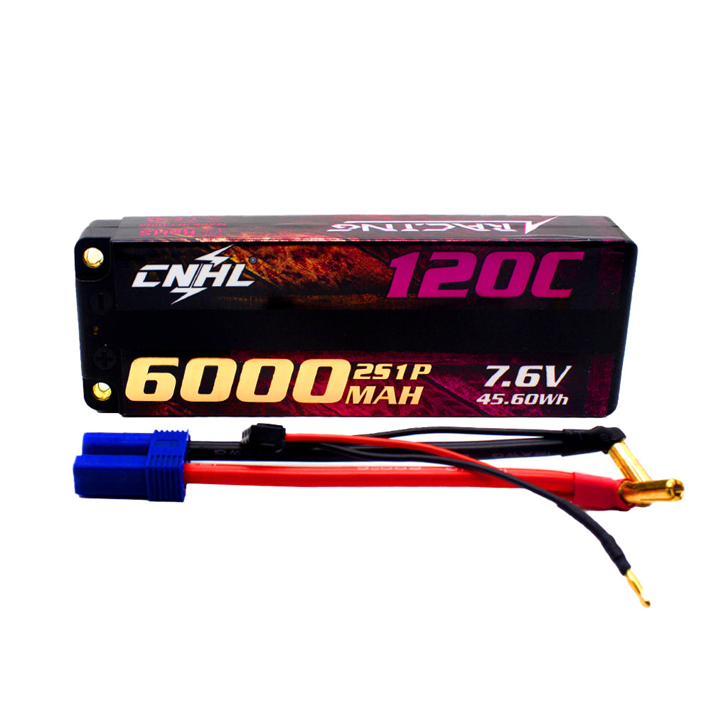 CNHL Series LiHV 6000mAh 7.6V 2S 120C HV Hard Case Lipo Battery EC5 Plug RC