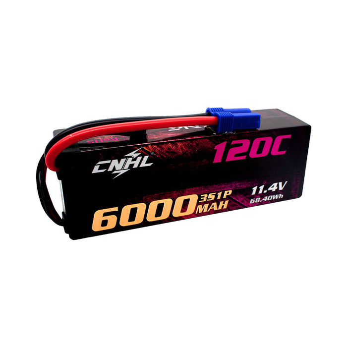 CNHL Racing Series LiHV 6000mAh 11.4V 3S 120C HV Estuche rígido Lipo Batería con enchufe EC5 