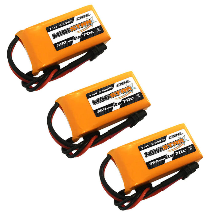 3 paquetes de batería Lipo CNHL MiniStar 350mAh 7.4V 2S 70C con XT30U 