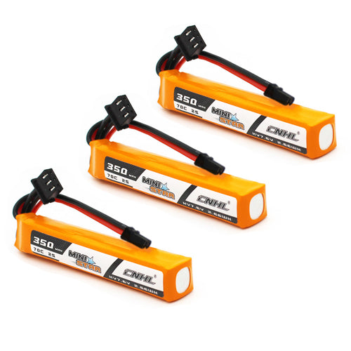 3 Packs CNHL LiHV MiniStar HV 350mAh 7.6V 2S 70C Lipo Battery with XT30U