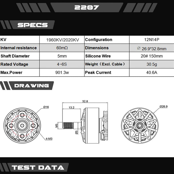 Motor de marca compartida CNHL Axisflying y SpeedyPizzaDrones DIAVOLA 2207