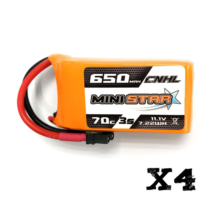 [Combo] 4 Packs CNHL ministar 650mAh 11.1v 3s 70c Lipo Battery   with XT30U - UK Warehouse