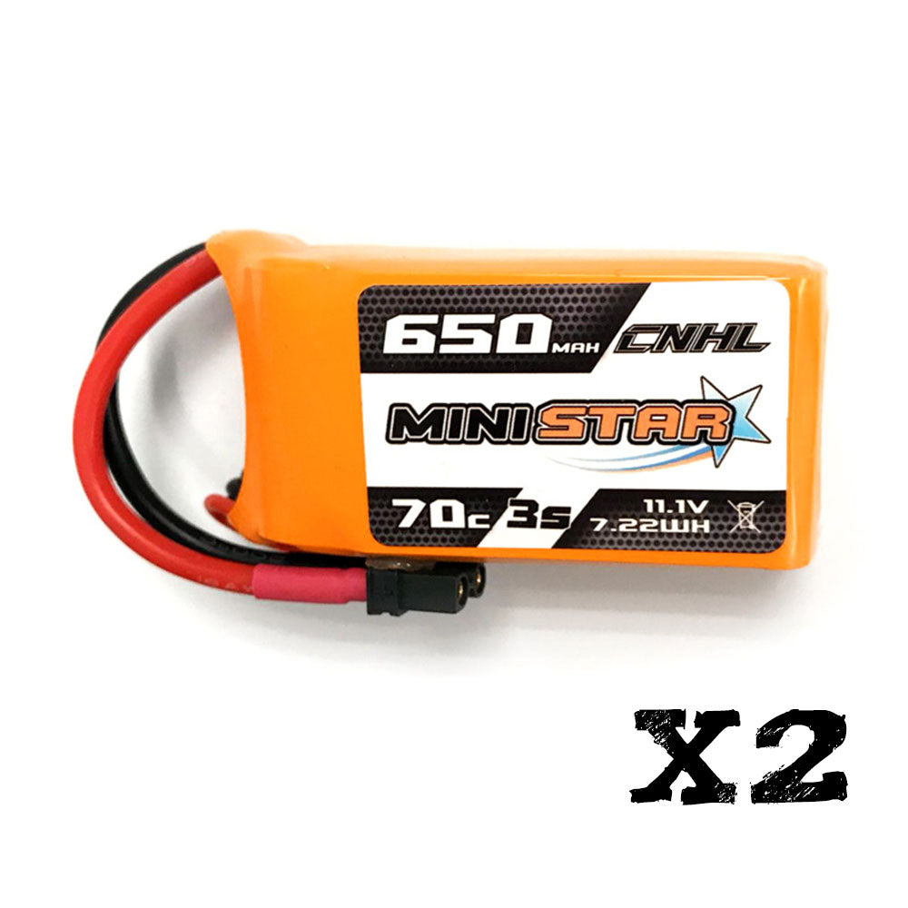 2x MiniStar 650mAh 11.1V 3S 70C Lipo Batteries with XT30