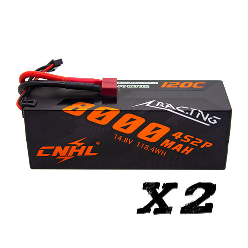 [Combo] 2 pacchetti CNHL Racing Series 8000MAH 14.8V 4S 120C Batteria Lipo Case Hard Case con Plug T/Dean - Warehouse UK
