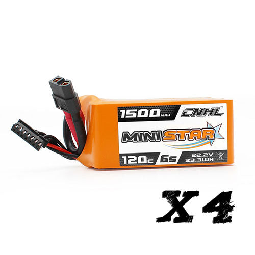 [Combo] 4 paquetes de batería Lipo CNHL MiniStar 1500mAh 22.2V 6S 120C con enchufe XT60 - Almacén del Reino Unido 