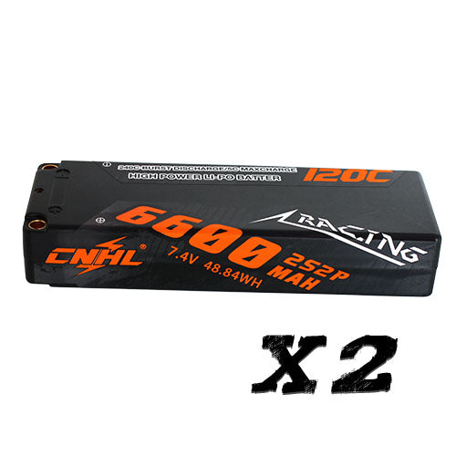[Combo] 2 Packs CNHL Series 6600mAh 7.4V 2S 120C Hard Case Lipo Battery T Dean Plug CA UK Warehouse