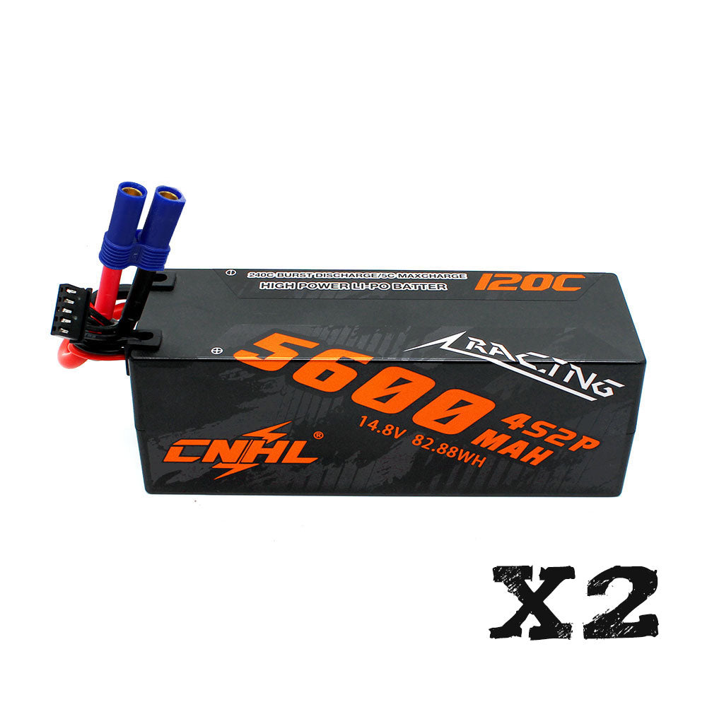 [Combo] 2 Packs CNHL Series 5600mAh 14.8V 4S2P 120C Hard Case Lipo Battery EC5 Plug