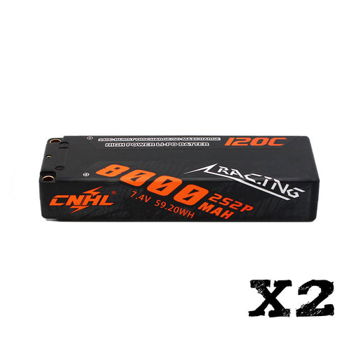 [Combo] 2 Packs CNHL Racing Series 8000mAh 7.4V 2S 120C Hard Case Lipo Battery with T/Dean Plug